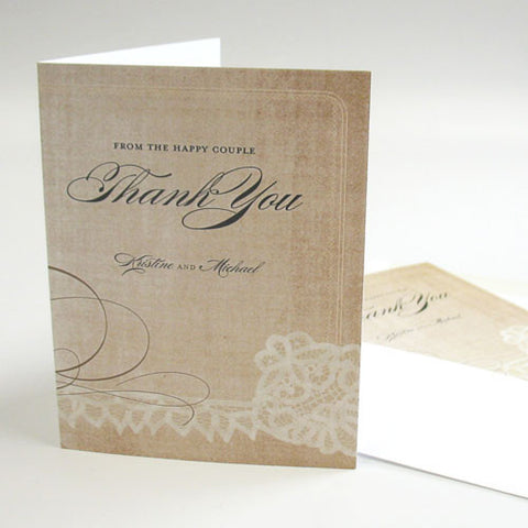 Vintage Lace Thank You Card Pastel Pink