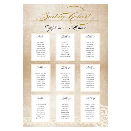 Vintage Lace Seating Chart Pastel Pink