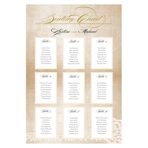 Vintage Lace Seating Chart Pastel Pink