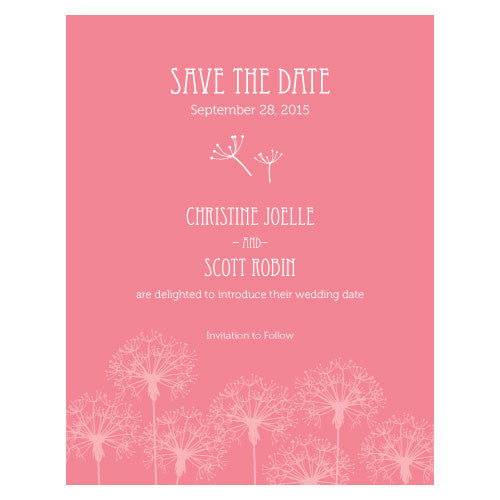 Dandelion Wishes Save The Date Card Lavender