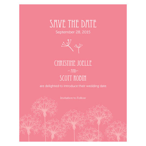 Dandelion Wishes Save The Date Card Lavender