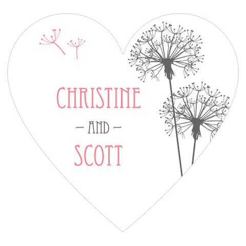 Dandelion Wishes Heart Sticker Lavender