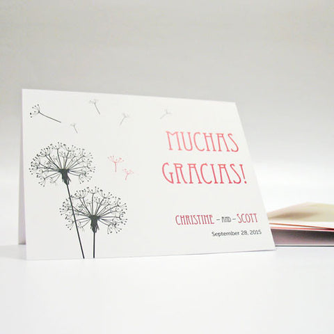 Dandelion Wishes Thank You Card Lavender