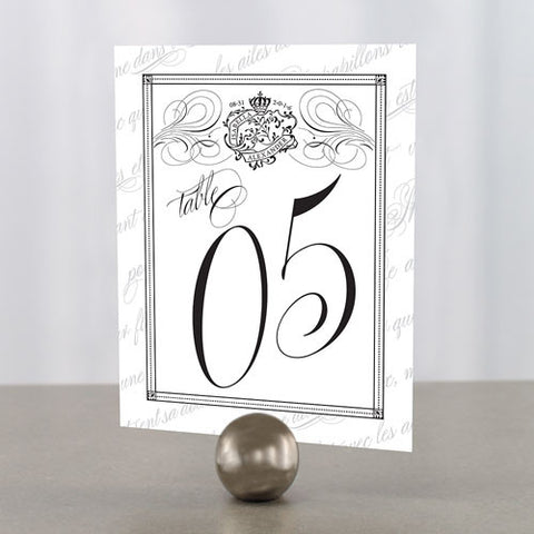 Parisian Love Letter Table Number Numbers 1-12 Black