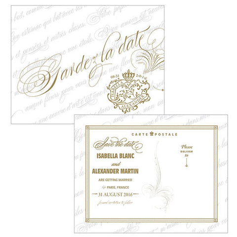 Parisian Love Letter Save The Date Card Black
