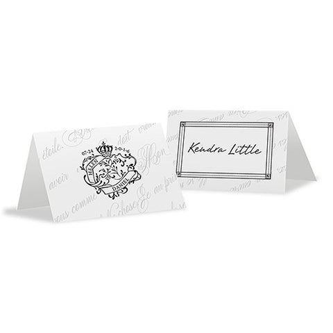 Parisian Love Letter Place Card With Fold Black