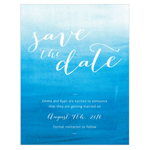 Aqueous Save The Date Card Pastel Pink
