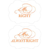 Cheeky Mr. Right & Mrs. Always Right Paper Chair Markers Classical Green