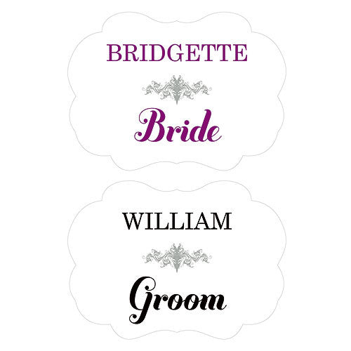 Personalized Bride and Groom Paper Chair Markers Black