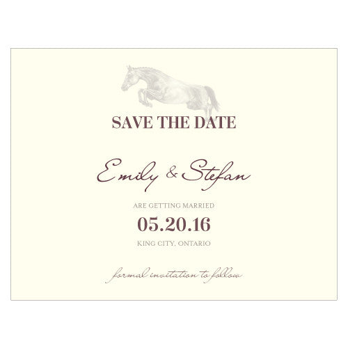 Equestrian Love Save The Date Card Black