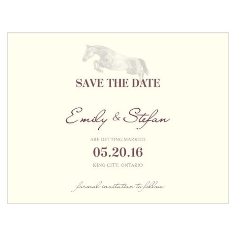 Equestrian Love Save The Date Card Black