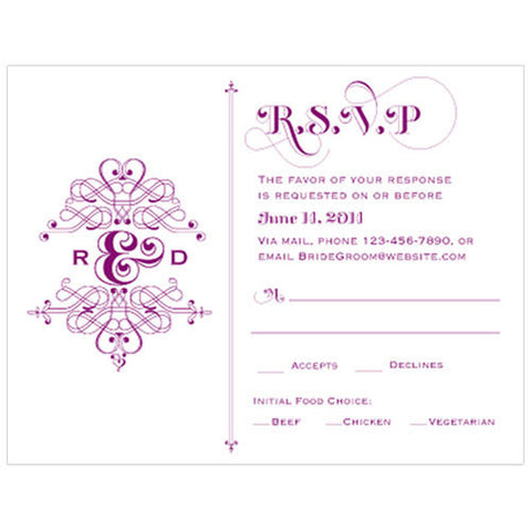 Fanciful Monogram RSVP Lavender