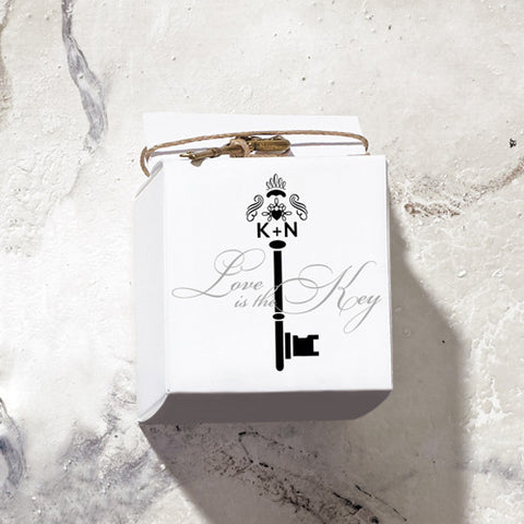 Key Monogram Favor Box Wrap Black