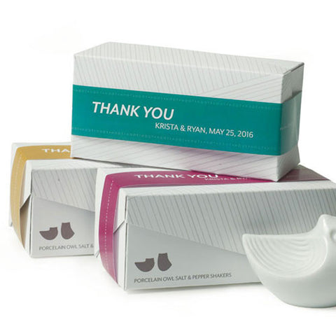 Mini Owl Salt & Pepper Set Paper Wrap Ribbon Purple