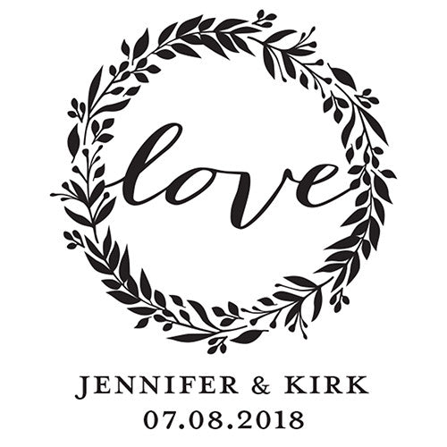Love Wreath Personalized Rubber Stamp