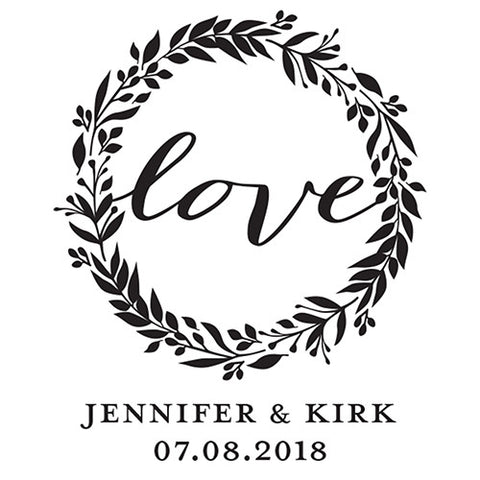 Love Wreath Personalized Rubber Stamp