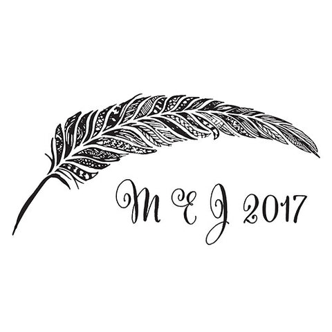 Feather Whimsy Personalized Rubber Stamp