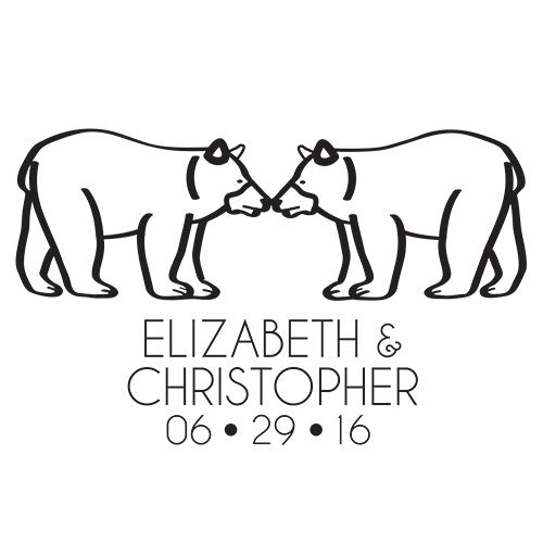 Woodland Style Bears Personalized Rubber Stamp