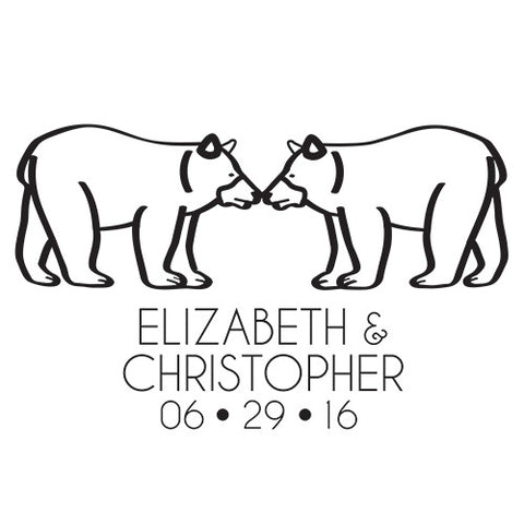 Woodland Style Bears Personalized Rubber Stamp
