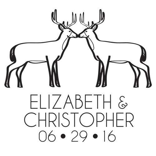 Woodland Style Deer Personalized Rubber Stamp