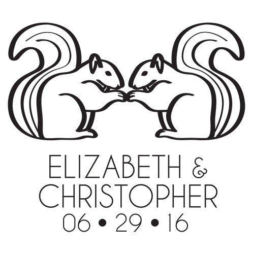 Woodland Style Squirrels Personalized Rubber Stamp