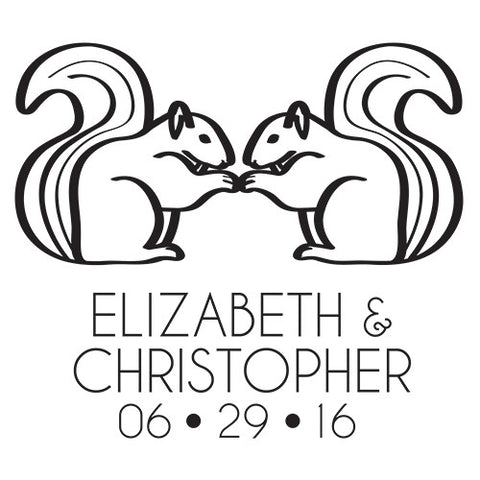 Woodland Style Squirrels Personalized Rubber Stamp