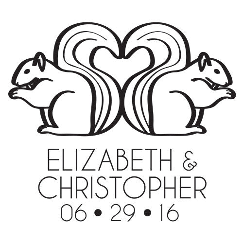 Woodland Style Squirrels And Heart Personalized Rubber Stamp