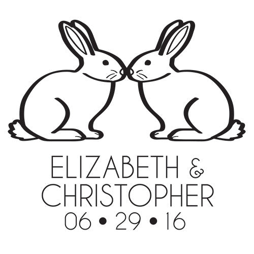 Woodland Style Rabbits Personalized Rubber Stamp