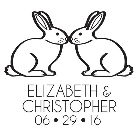Woodland Style Rabbits Personalized Rubber Stamp