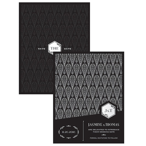 Black and Gold Opulence Save The Date Card
