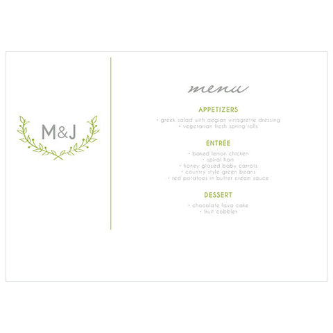 Woodland Pretty Large Menu Card Grass Green
