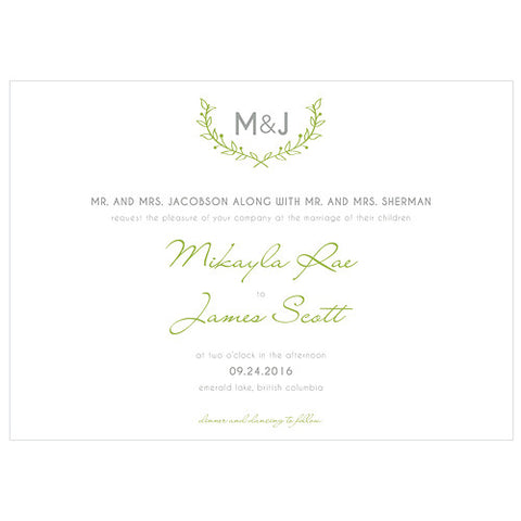 Woodland Pretty Invitation Grass Green