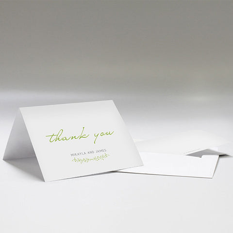 Woodland Pretty Thank You Card With Fold Grass Green
