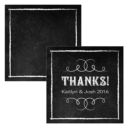 Square Favor Tag with Chalkboard Print Design Lavender