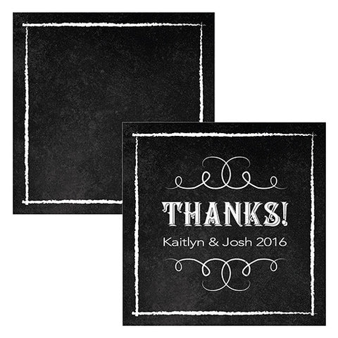 Square Favor Tag with Chalkboard Print Design Lavender