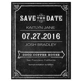Save the Date Card with Chalkboard Print Design Lavender