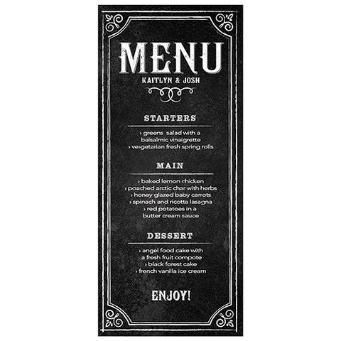 Menu Card with Chalkboard Print Design Lavender