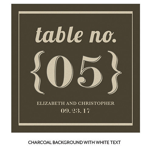 Bistro Bliss Square Table Numbers Numbers 1-12 White Background With Charcoal Text