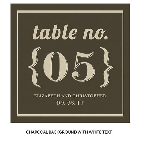 Bistro Bliss Square Table Numbers Numbers 1-12 White Background With Charcoal Text