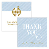Vintage Travel Square Favor Tag - Thank You Pastel Blue