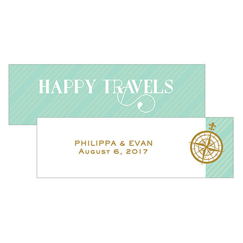 Vintage Travel Small Rectangular Favor Tag - Happy Travels
