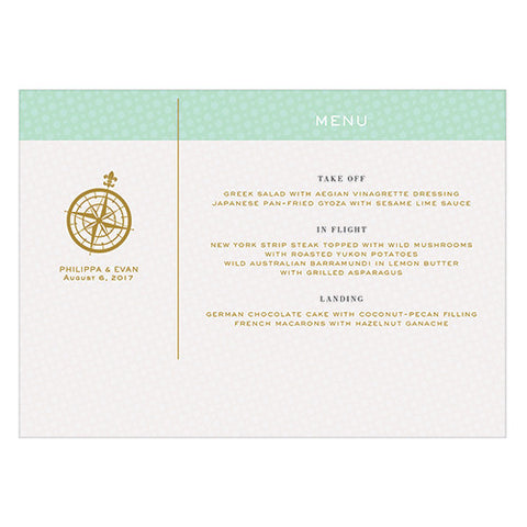 Vintage Travel Large Menu Card