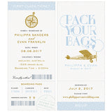 Vintage Travel Boarding Pass Style Invitation With RSVP Pastel Blue