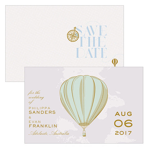 Vintage Travel Save The Date Card With Fold