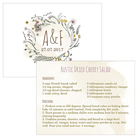 Natural Charm Small Printed Recipe Card