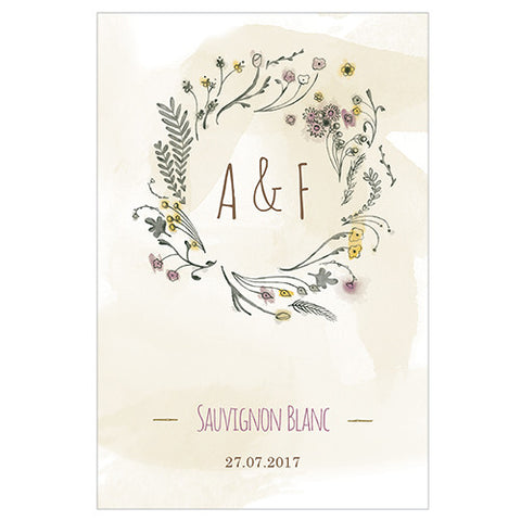 Natural Charm Wreath Wine Label
