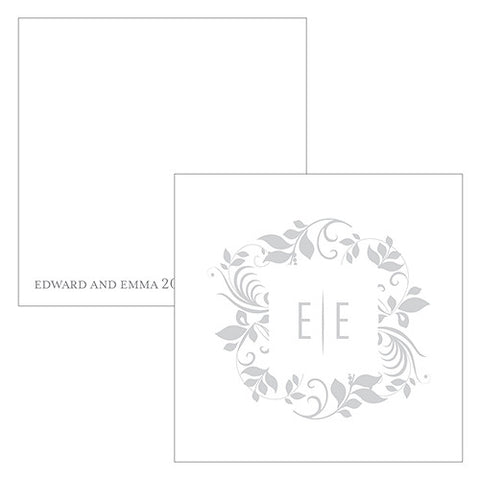 Monogram Simplicity Square Favor Tag - Botanical Wreath