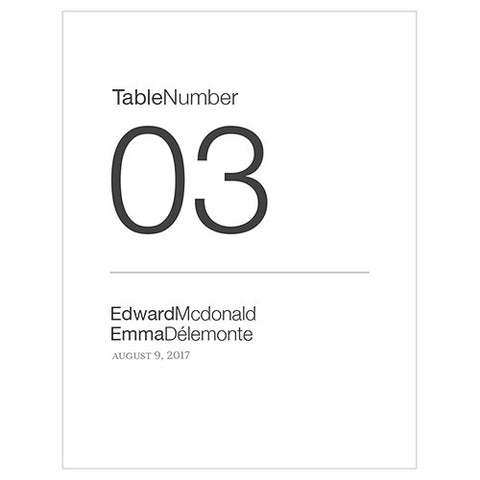 Monogram Simplicity Table Numbers Numbers 1-12