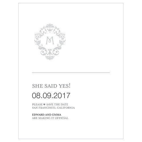 Monogram Simplicity Save The Date Card - Classic Filigree