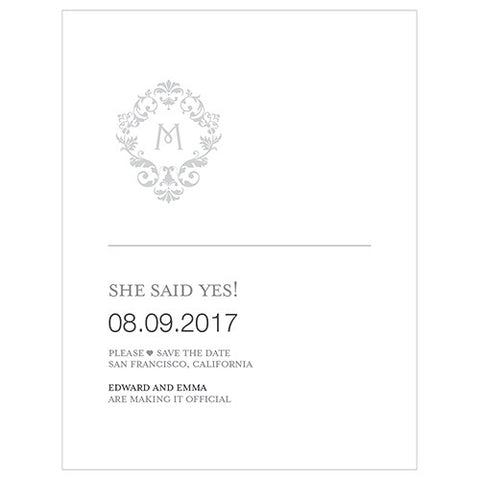 Monogram Simplicity Save The Date Card - Classic Filigree
